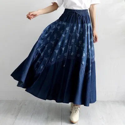 A-line Skirts Women Elastic Waist  Denim Jeans