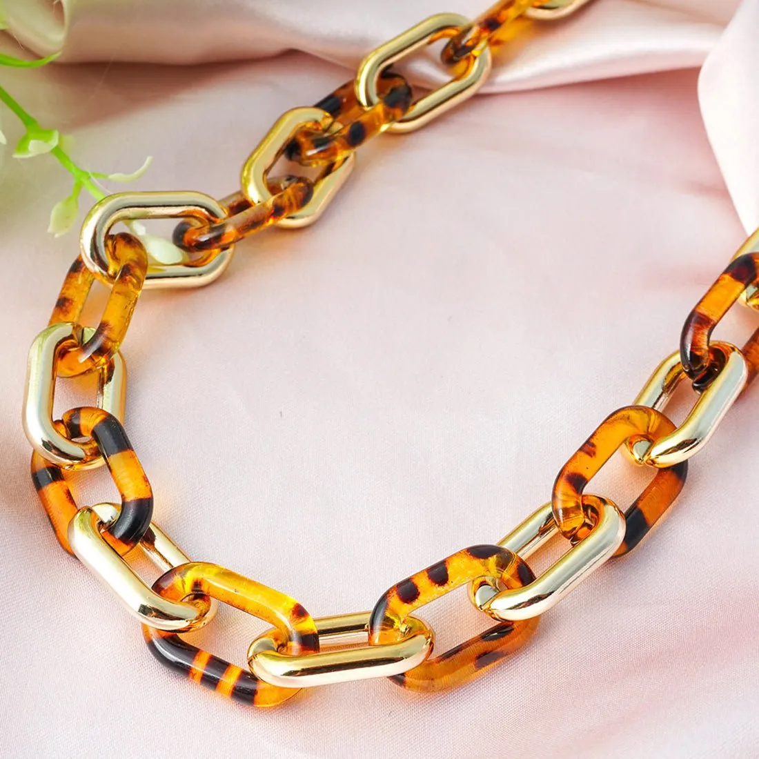 Animal Print Gold Cable Chain Necklace