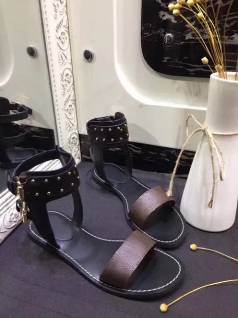 Buckle Strap Flats Sandals Shoes Women