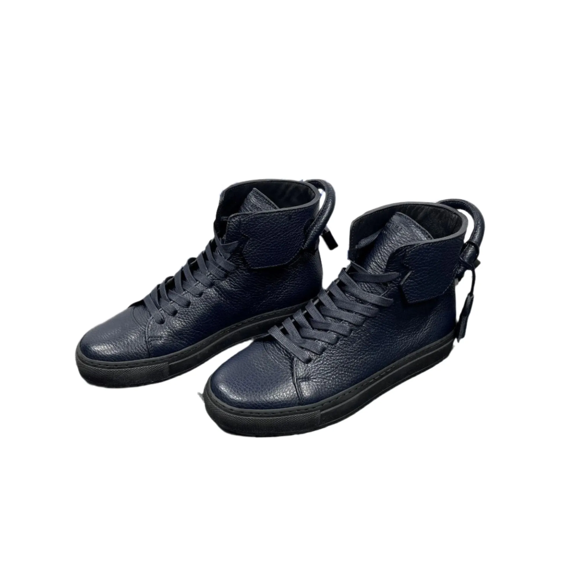 Buscemi 125MM Blue/Black Leather High Top Sneakers