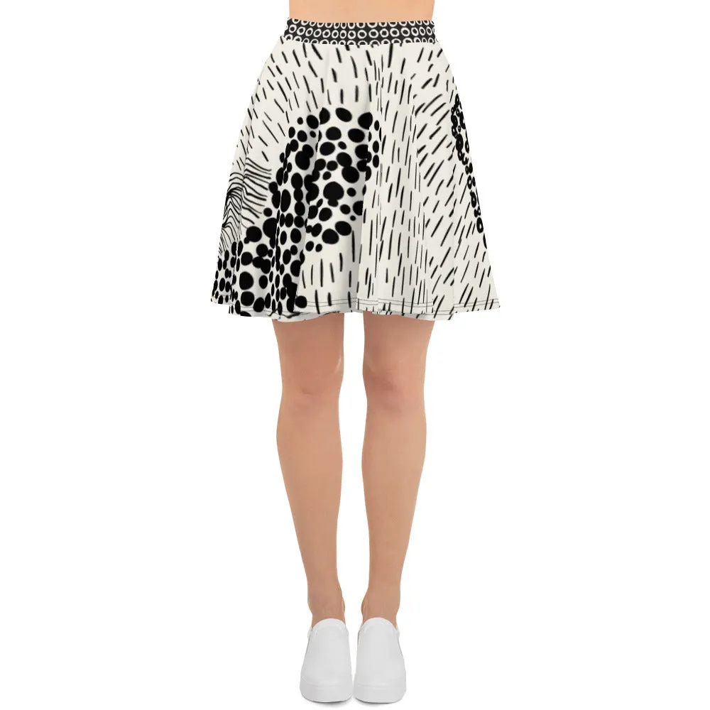 Cream and Black - Skater Skirt