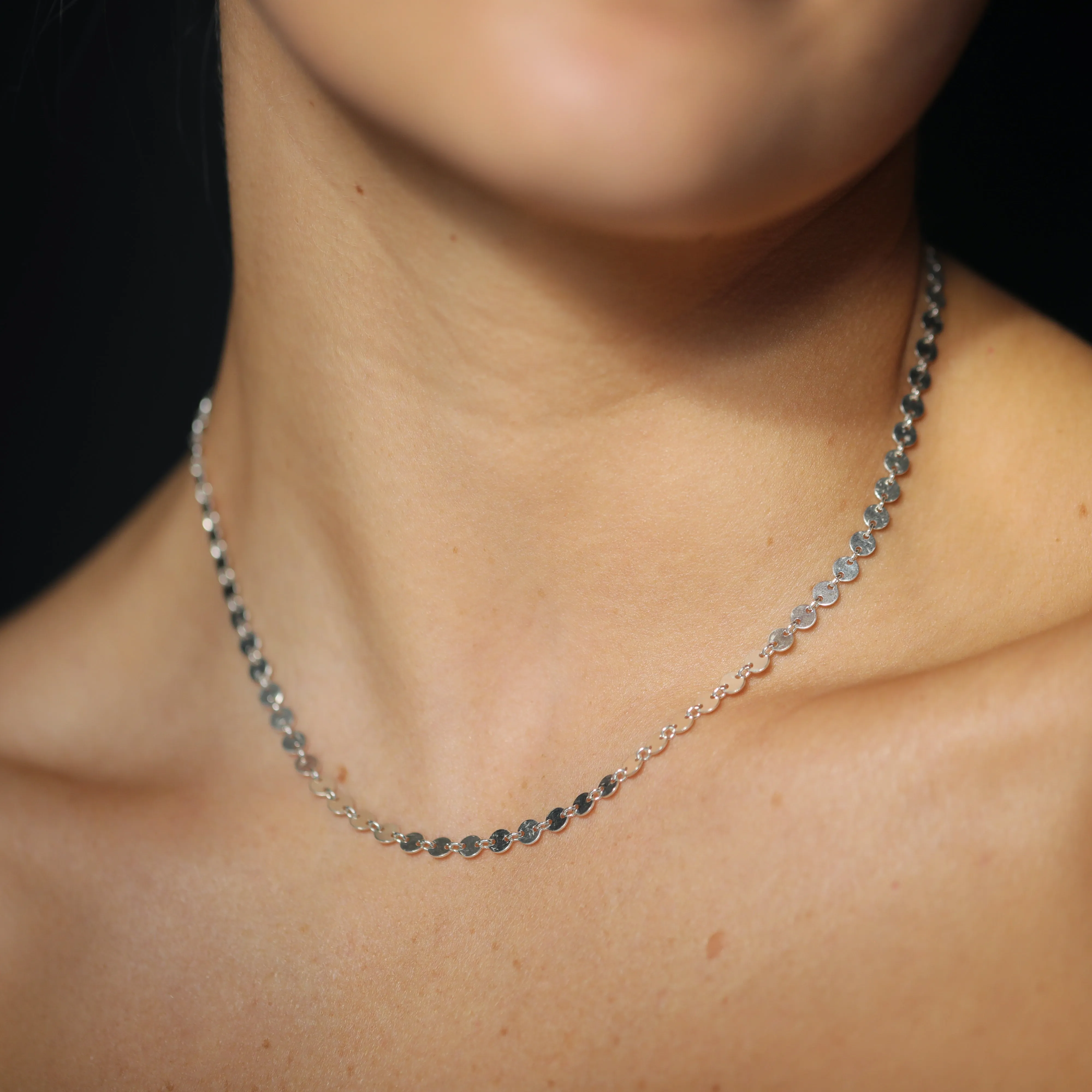 Disc Chain Choker - Sterling Silver