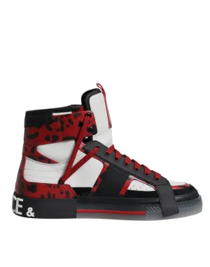 Dolce&Gabbana Men Multicolor Sneakers Leather High Top Athletic Trainer Shoes