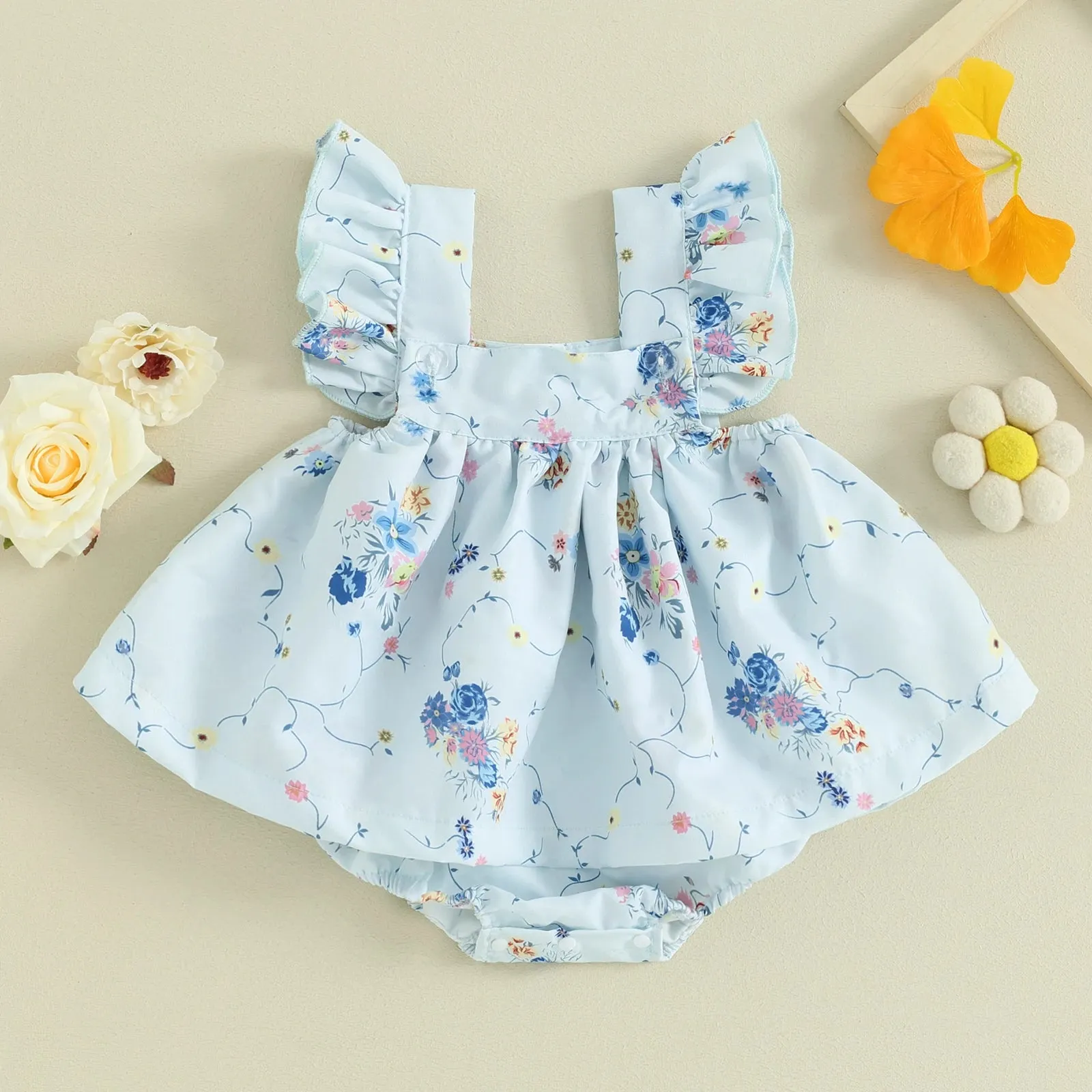 Floral Fly Sleeve Dress
