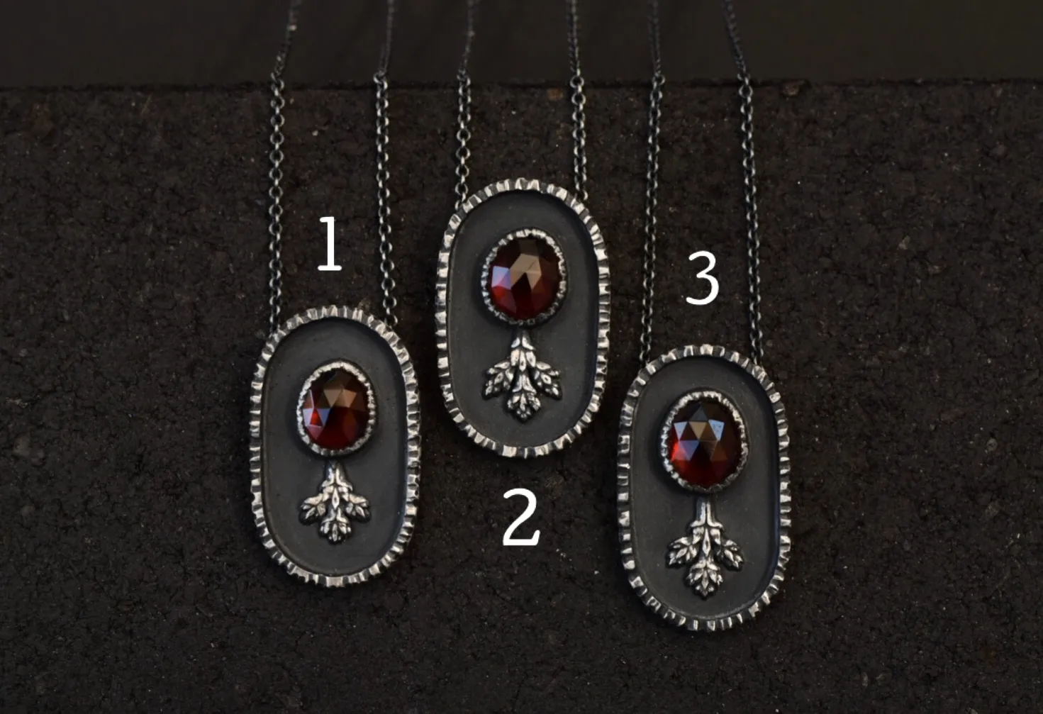 Garnet Shadowbox Necklaces