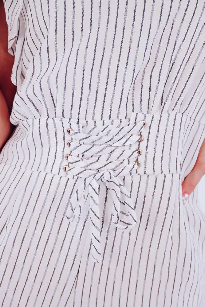 Gulf Harbor Striped Romper - Ivory