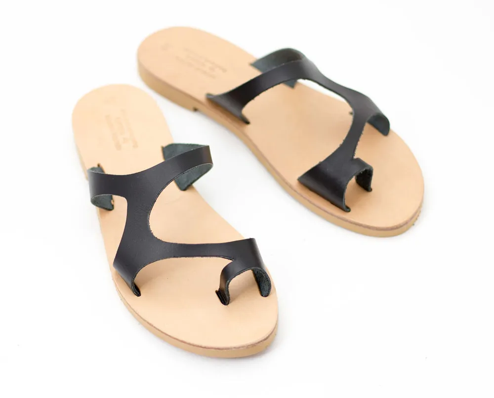 Hazel Brown Women slides, Leather sandals