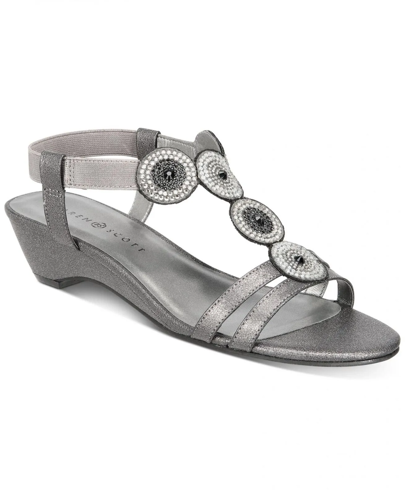 Karen Scott Womens Catrinaa Faux Leather Evening Sandals Silver Gray 9M