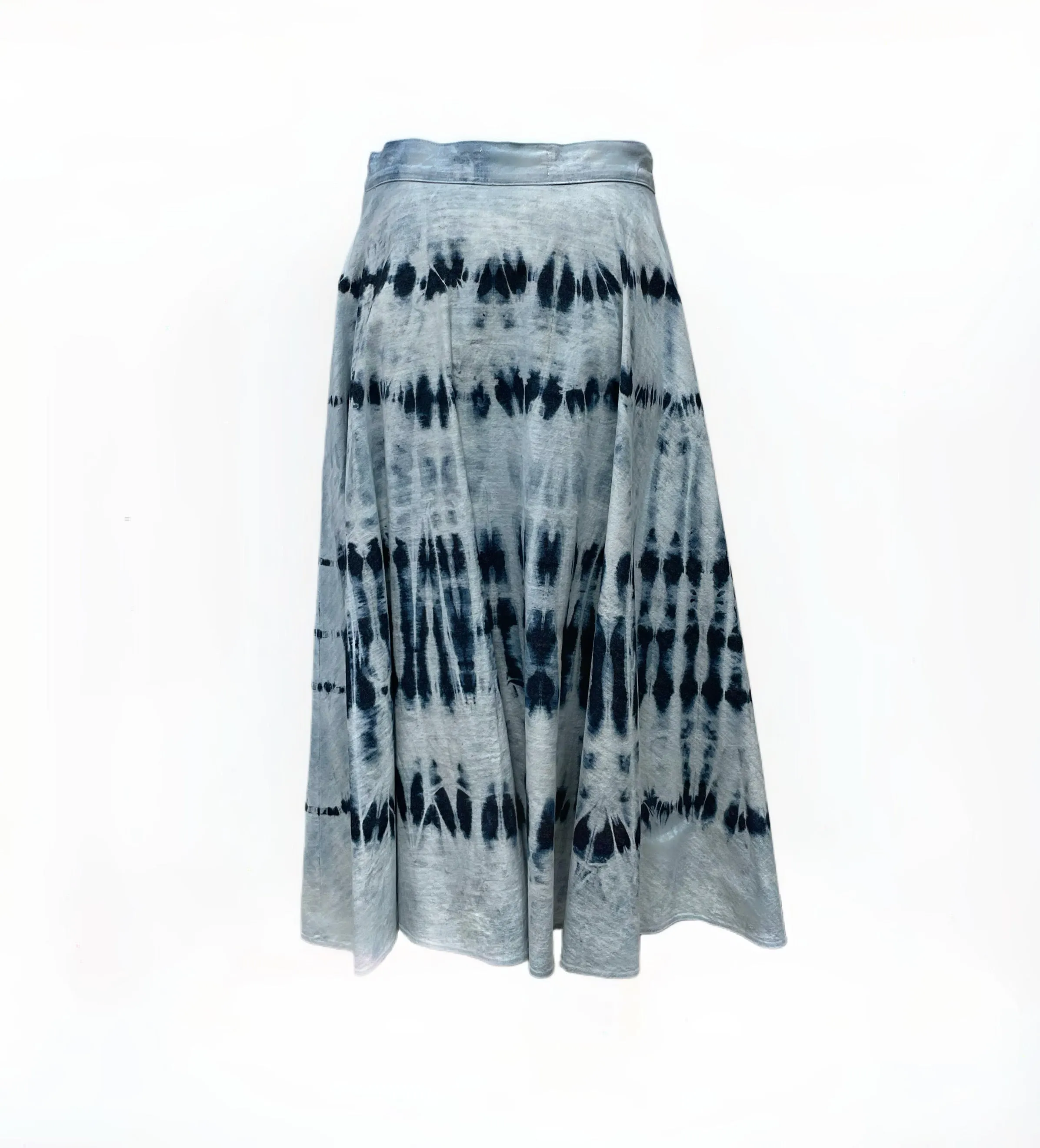 Max Mara Women's Navy Tie & Dye Favetta A-Line Midi Skirt NWT