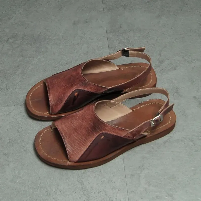 Men's Genuine Cowhide Leather Gladiator Sandals Vintage Summer Casual