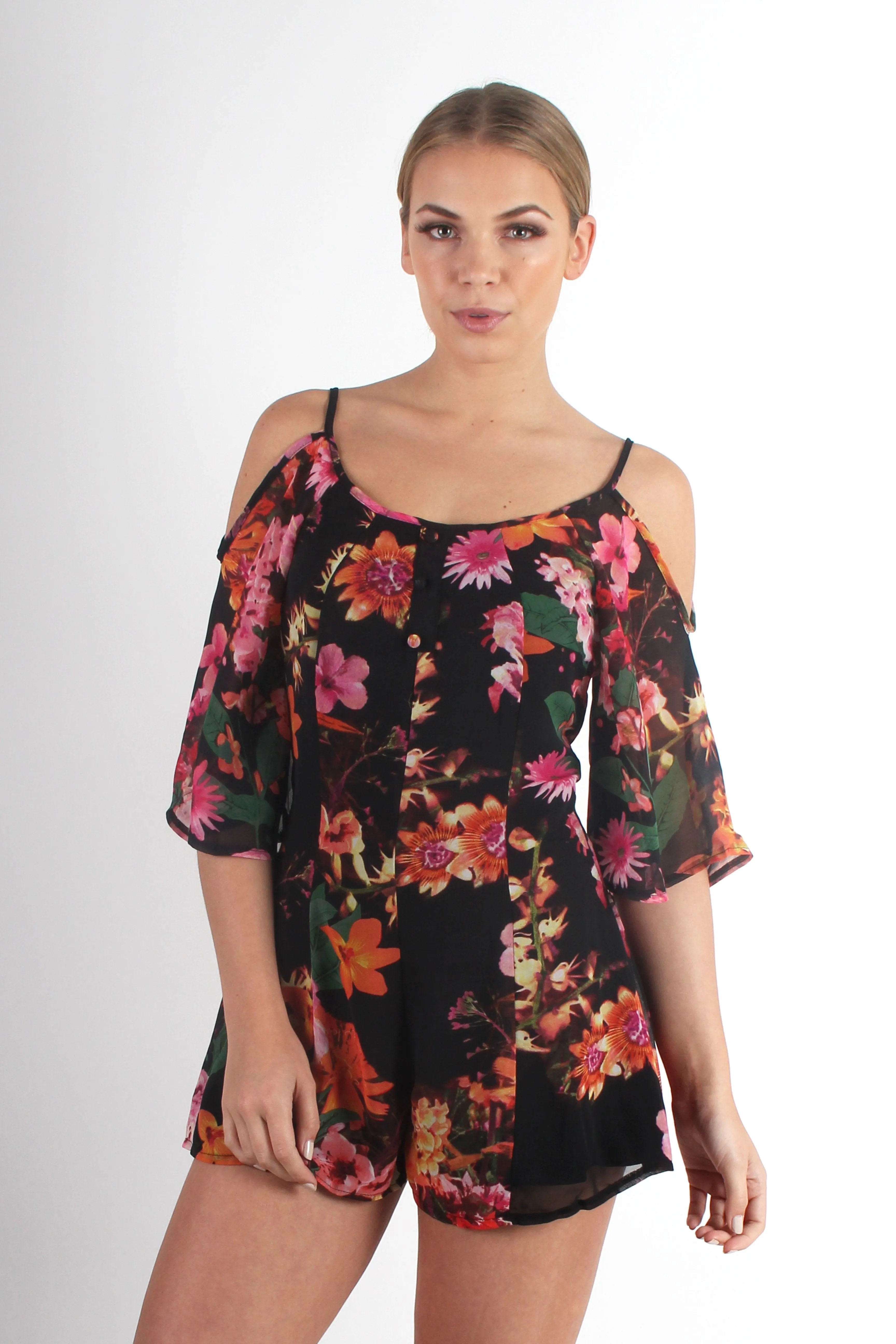 Morgan Black Floral Playsuit