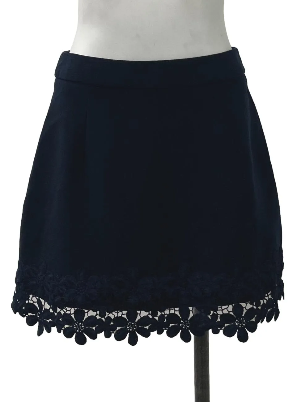 Navy Floral Lace Skirt