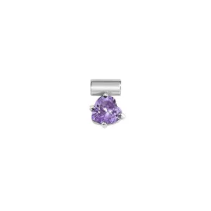 Nomination SeiMia Charm, Heart, Violet Cubic Zirconia, Silver