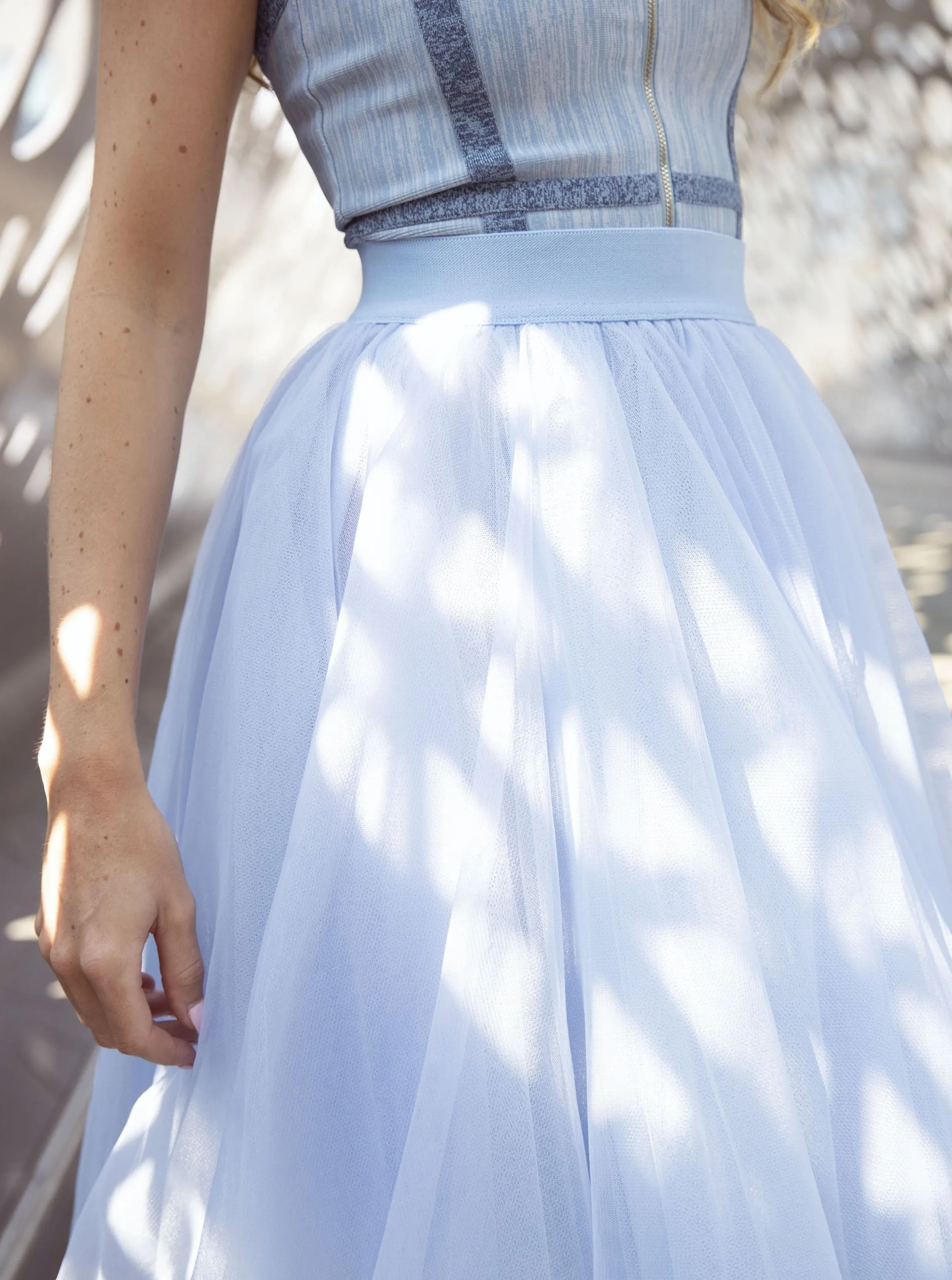 Over the Knee Baby Blue Tulle Skirt