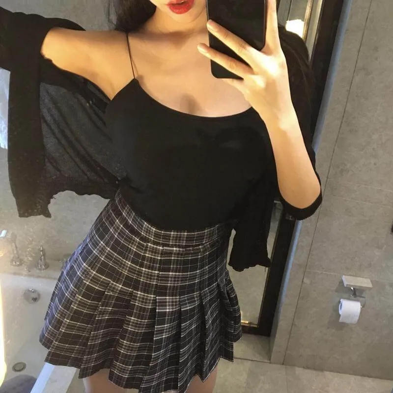 "CHIC PLAID" PLEATED SKIRT K052612