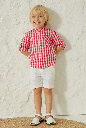 "Fergus" Red Gingham Shirt & Shorts