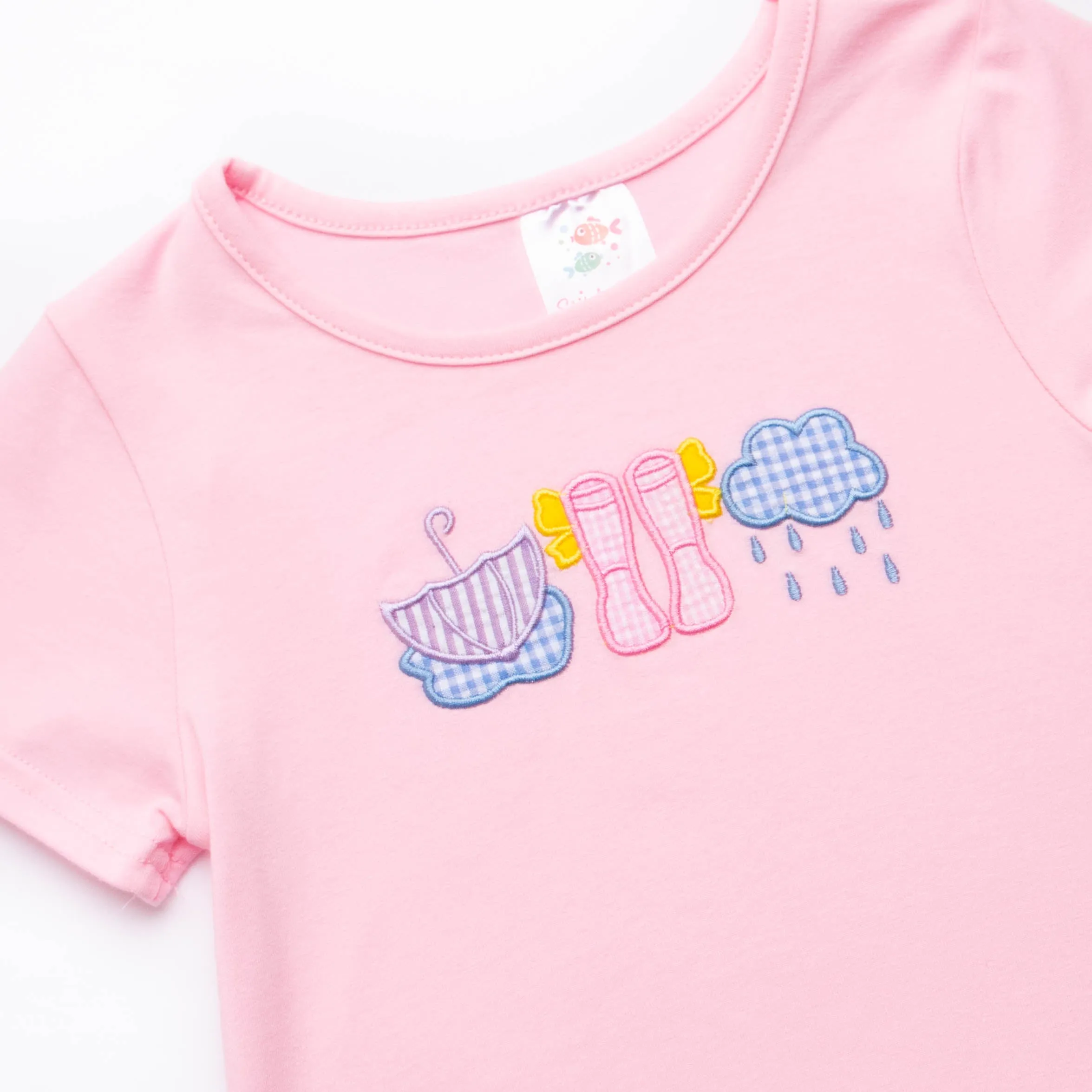Rain or Shine Applique Ruffle Shirt, Pink