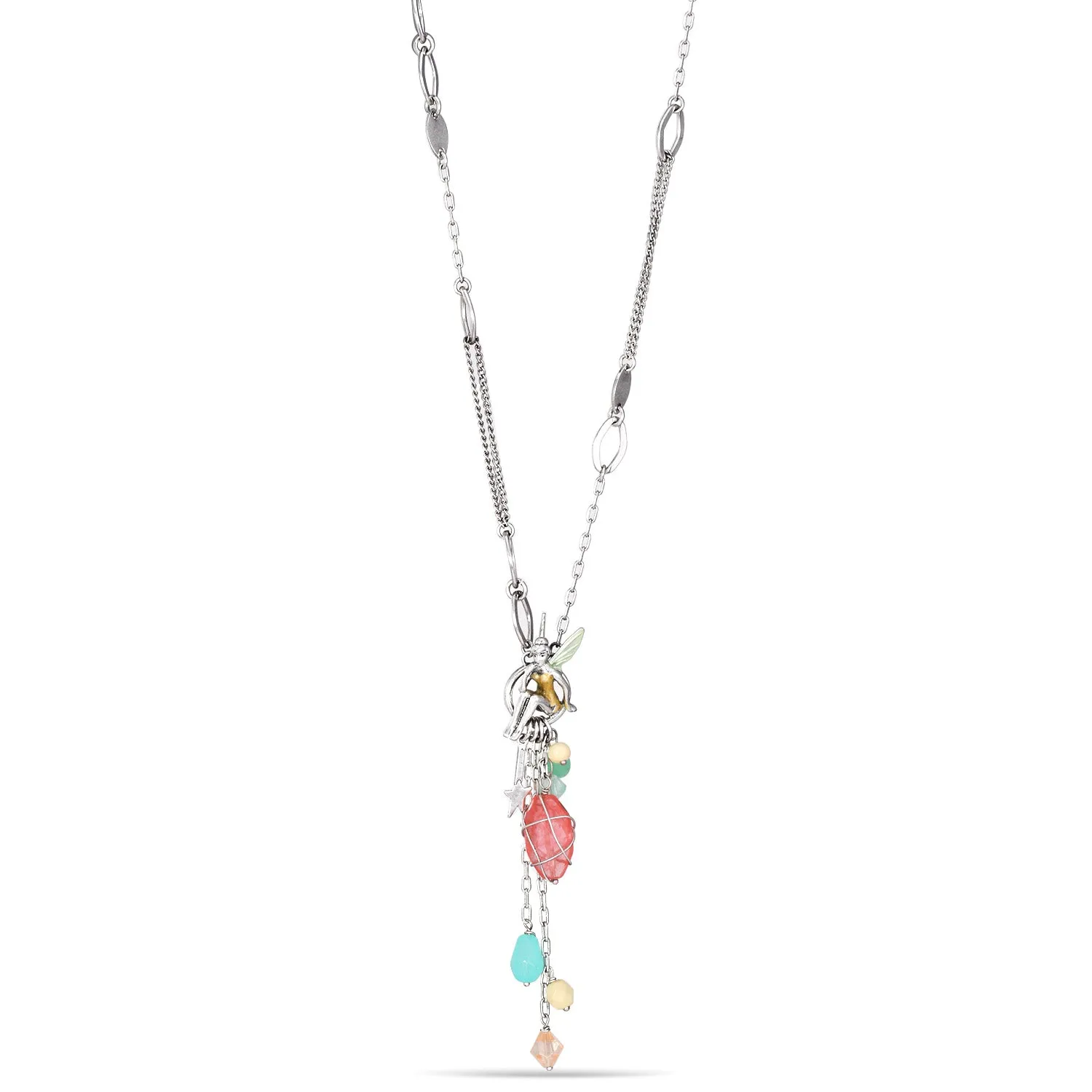 SILVER ANGEL ON MOON  NECKLACES #206MT1201 (4B6/1D20)