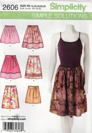 Simplicity 2606 Womens EASY Pull On Pleated Skirt with Belt Out Of Print Sewing Pattern Size 14 - 22 UNCUT Factory Folded