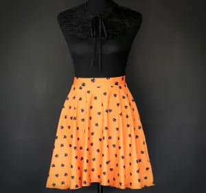 Spooky Cat Skater Skirt - Orange