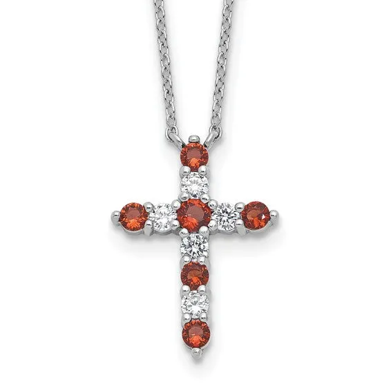 Sterling Silver Birthstone Cross Necklaces