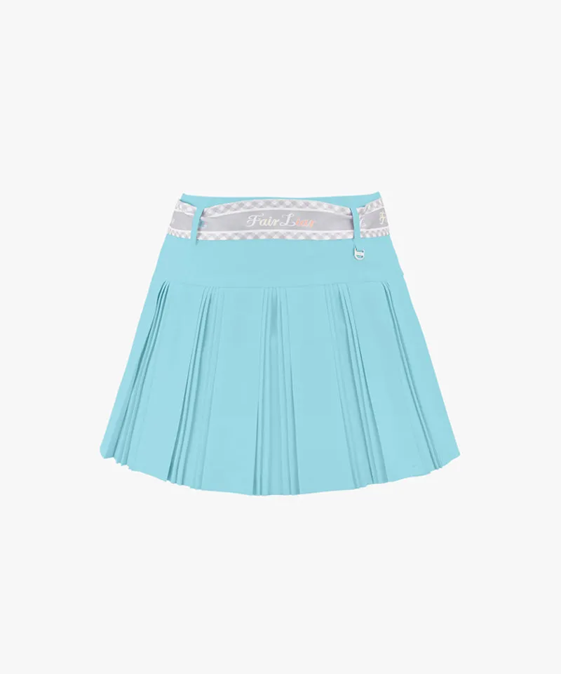[Warehouse Sale] FAIRLIAR Scarf Set Pleated Skirt - Blue