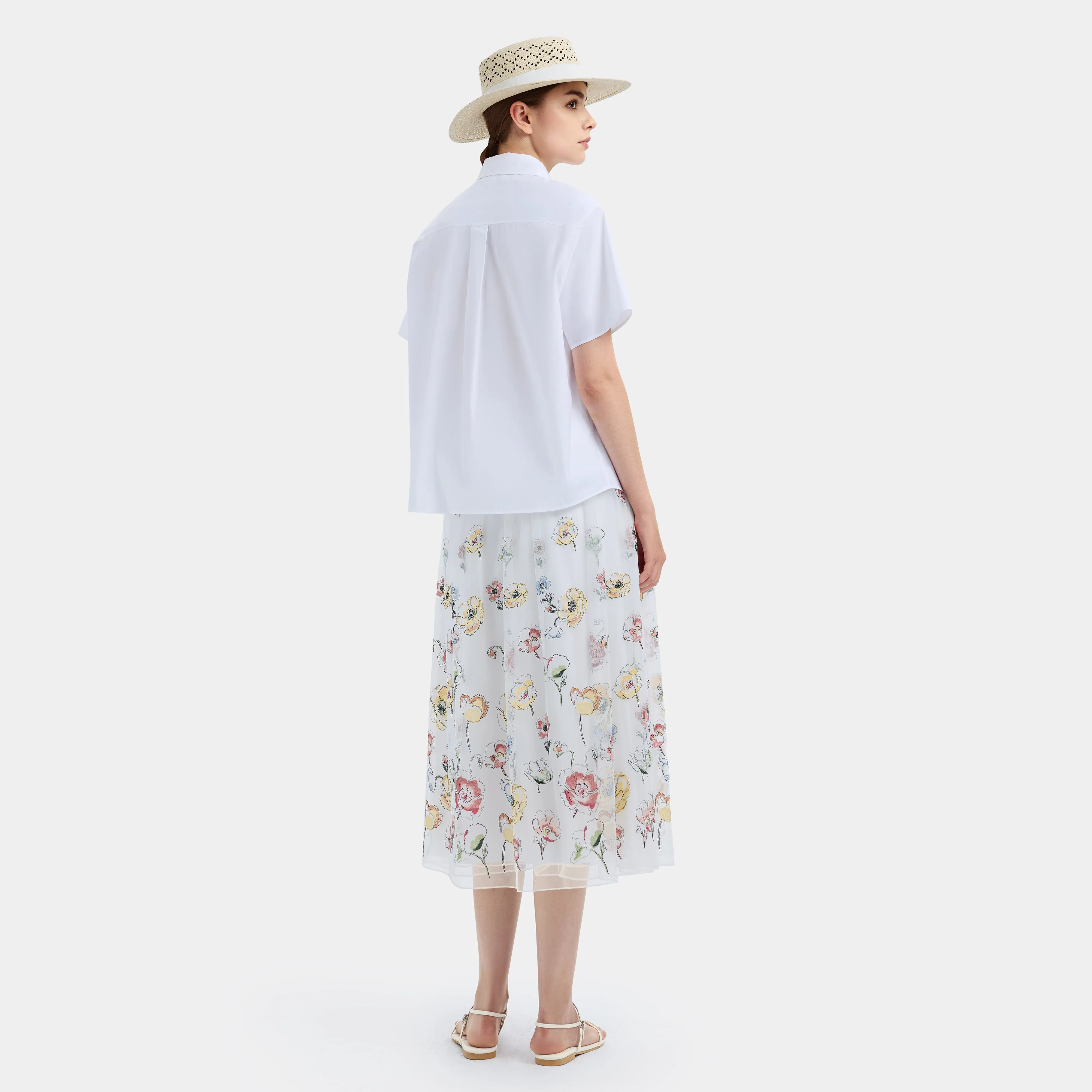 WHITE FLORAL DELIGHT SKIRT