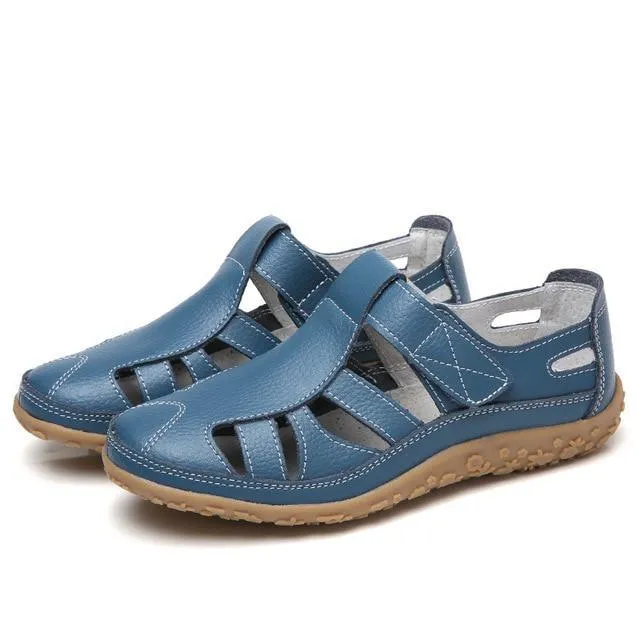 Women Gladiator Sandals Split Leather Summer Shoes